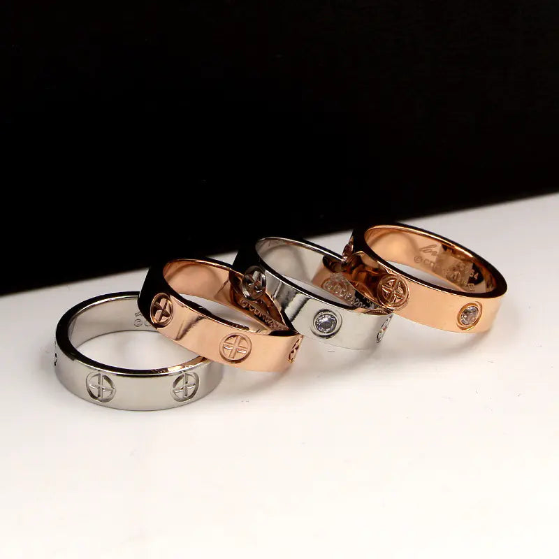 New Love Korean Style Cross Design Couple Rings